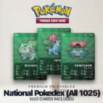 Pokémon National Pokédex Placeholder 001-1025 | Gen 1-9 Complete | Printable Pokémon Cards | Binder Organizer Tracker | 300 DPI | ENGLISH