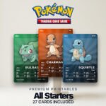 Pokémon Starter Pokédex Placeholder Gen 1-9 | 27 Starters Collection | Printable Pokémon Cards | Binder Organizer | 300 DPI | ENGLISH